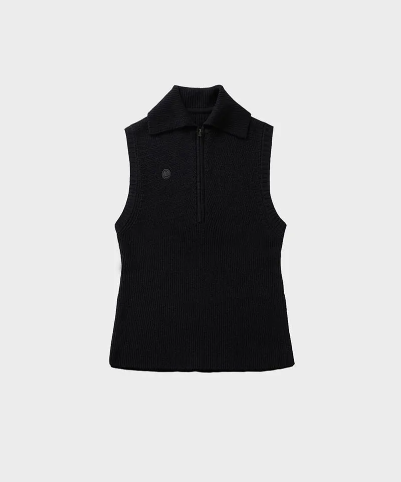 Anell Golf Classic Collar Knit Vest - Black