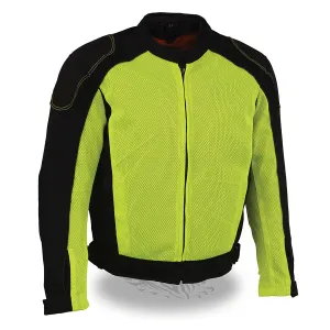 Mens Motorcycle High Visibility Mesh Racer Jacket with removable rain Jacket Liner and armors