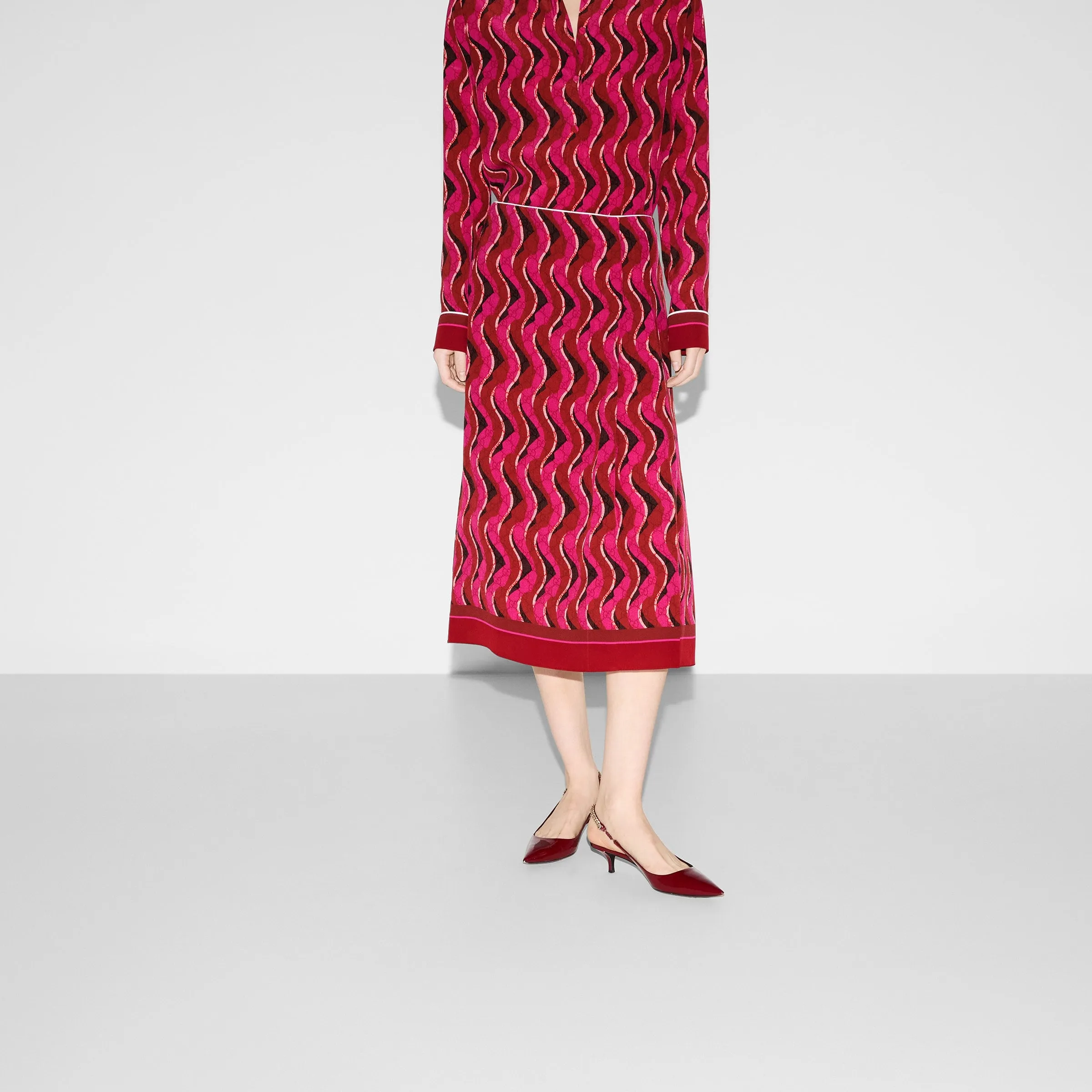 Printed Silk Pleated Skirt