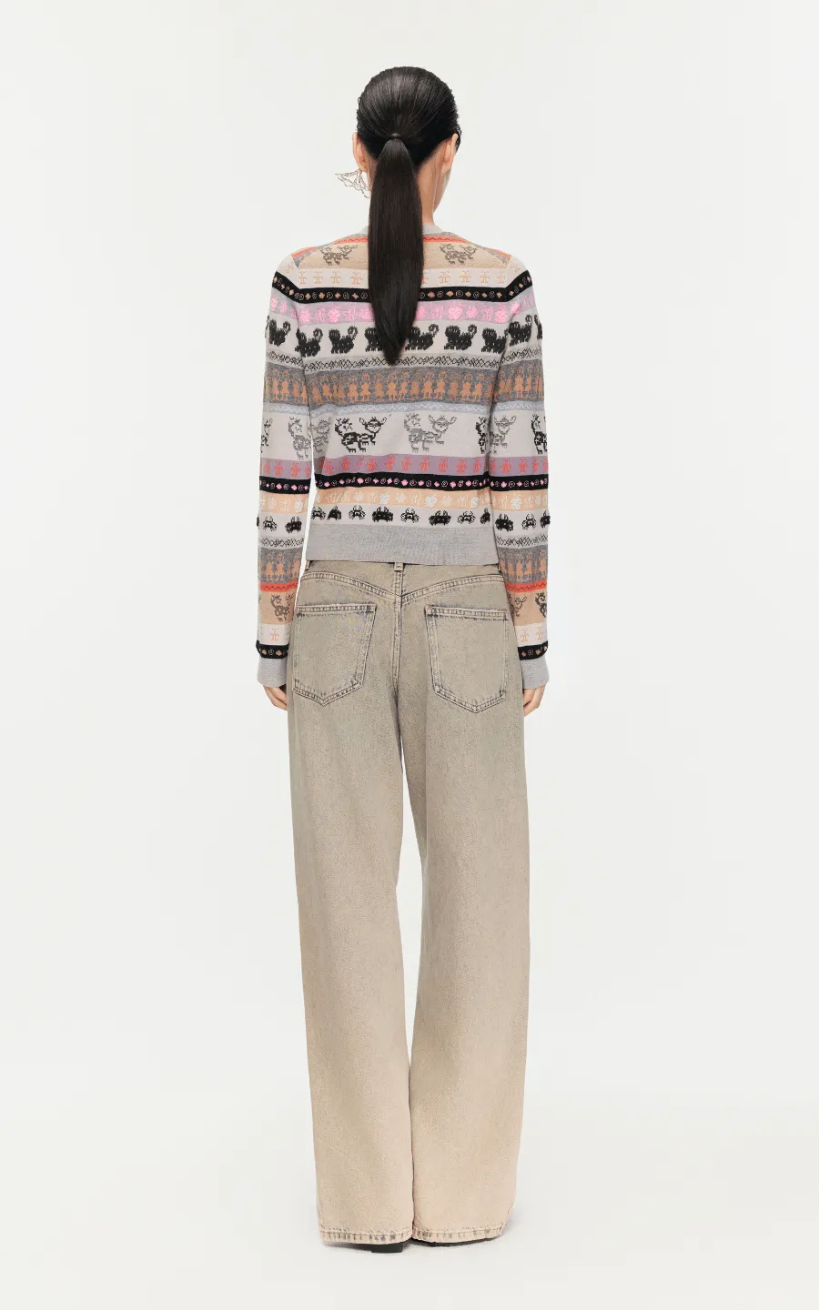 Sweater / JNBY Intarsia-Knitted Crew-Neck Cardigan